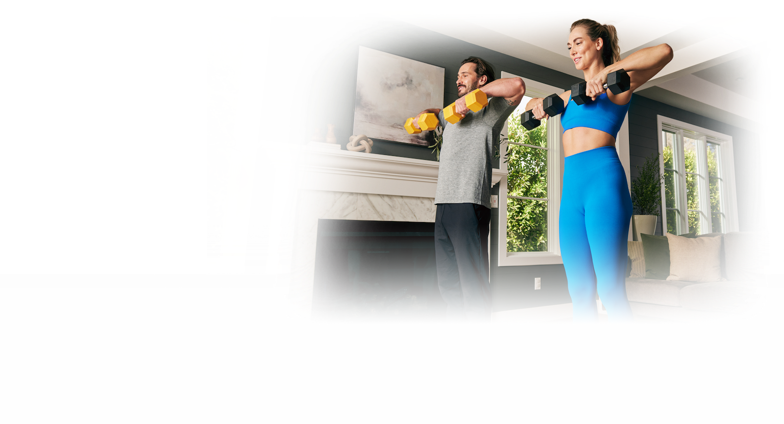 Happy couple working out